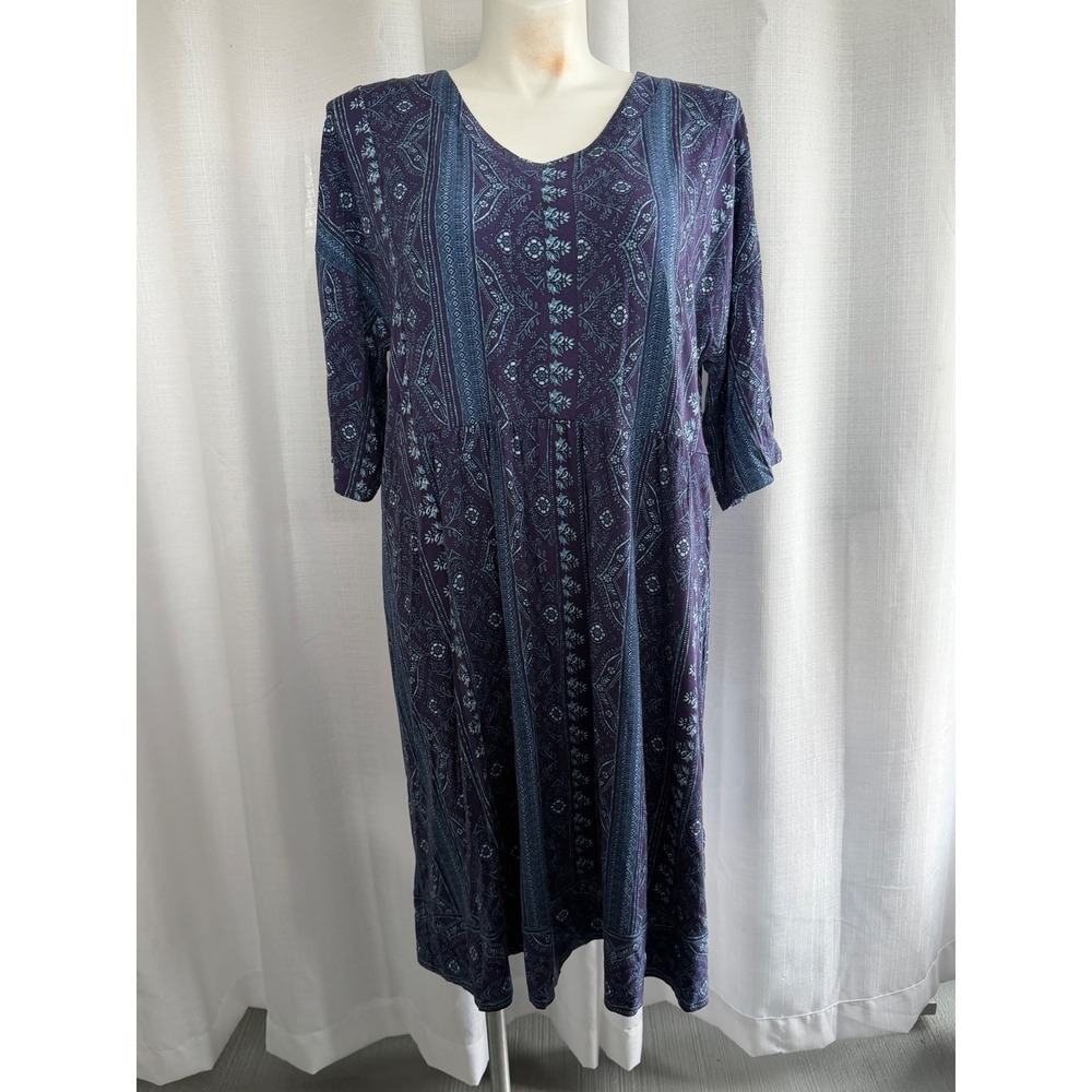 Coldwater Creek Midi Dress Women's Size 1X Purple Paisley Casual Everyday Boho‎